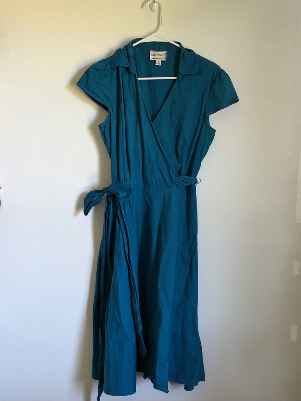 Eileen Fisher Teal Wrap Midi Dress